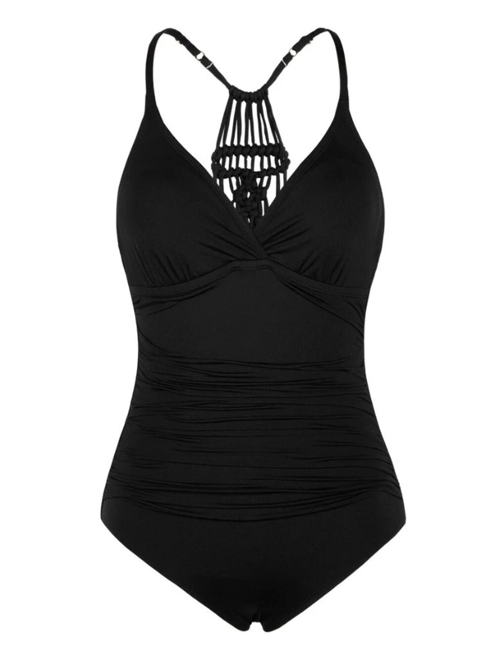 Firpearl Braid Macrame Ruched Tummy Control One Piece